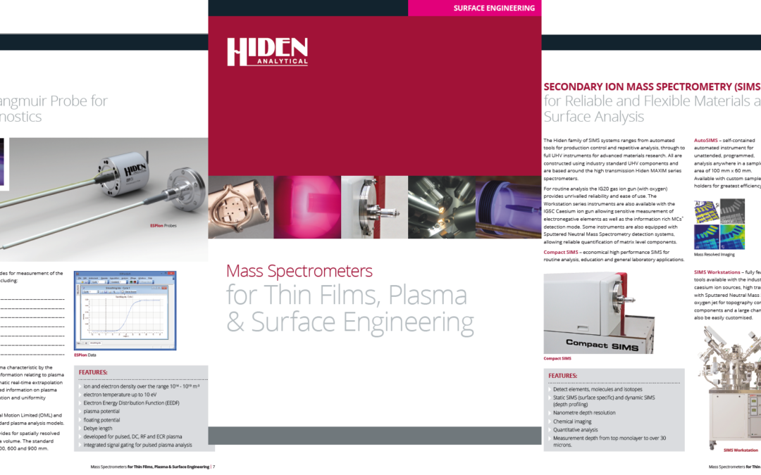 Hiden Product Catalogue for Thin Films, Plasma and Surface Engineering